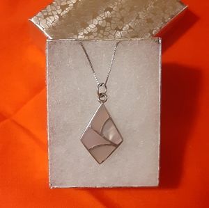 1980's M.O.P. GEOMETRIC STERLING PENDANT on 925 Chain ITALY. Unisex.